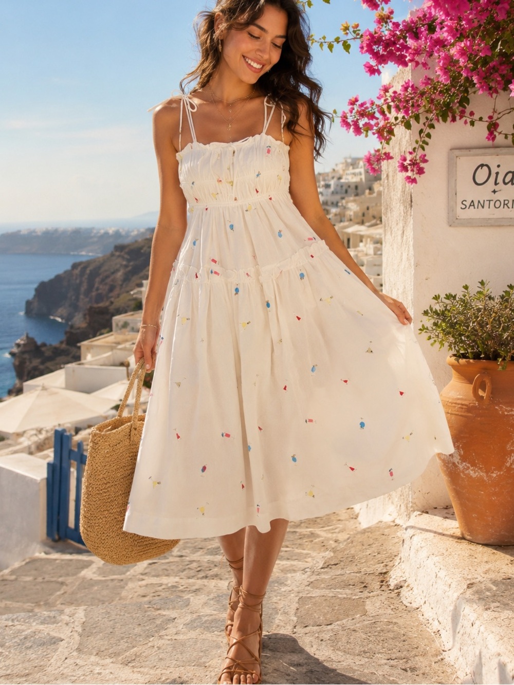 En Saison White Maxi Dress Embroidered Cocktails Size XS NWT Vaca Bachelorette